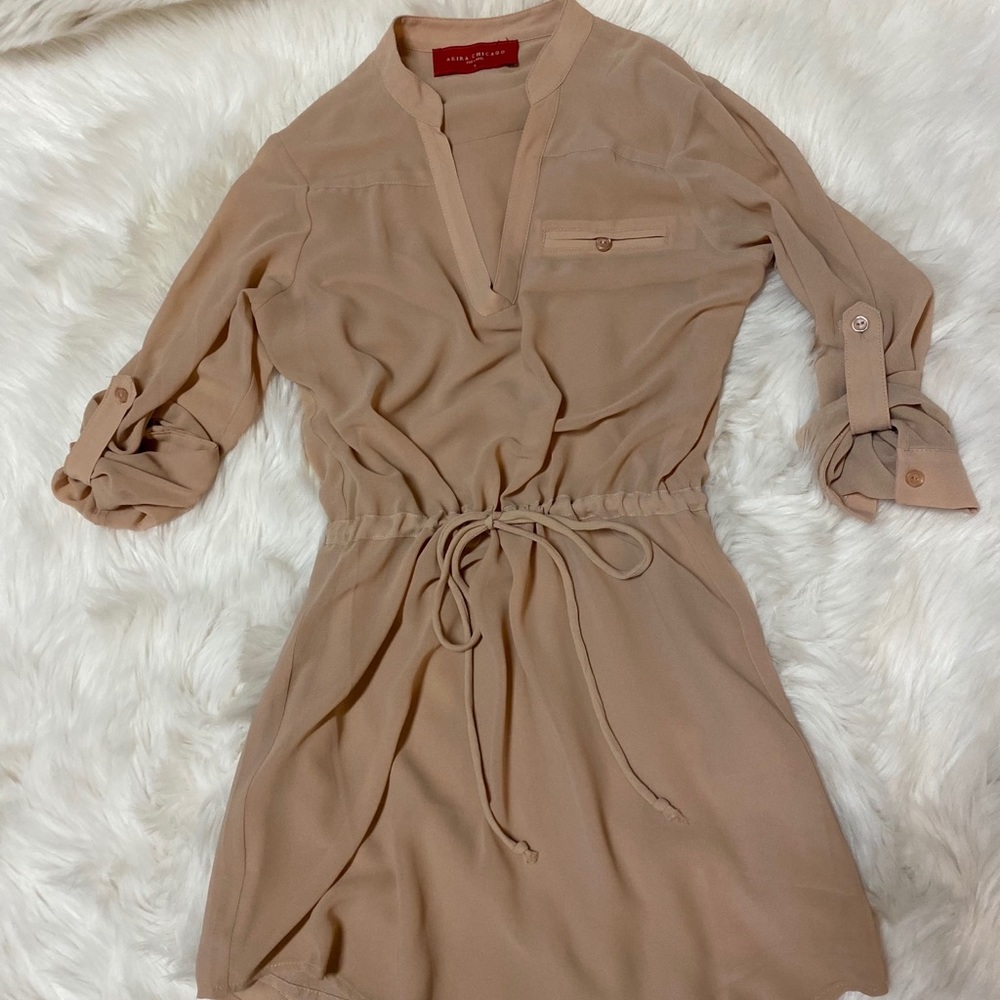 COPY - Beige/nude shirt dress with long sleeves